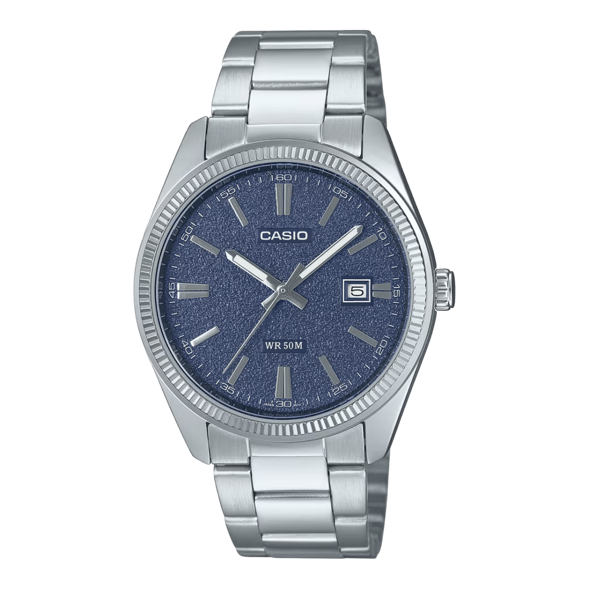 Casio Enticer MTP-1302DA-2A1 Matte Blue Dial Stainless Steel Men Watch