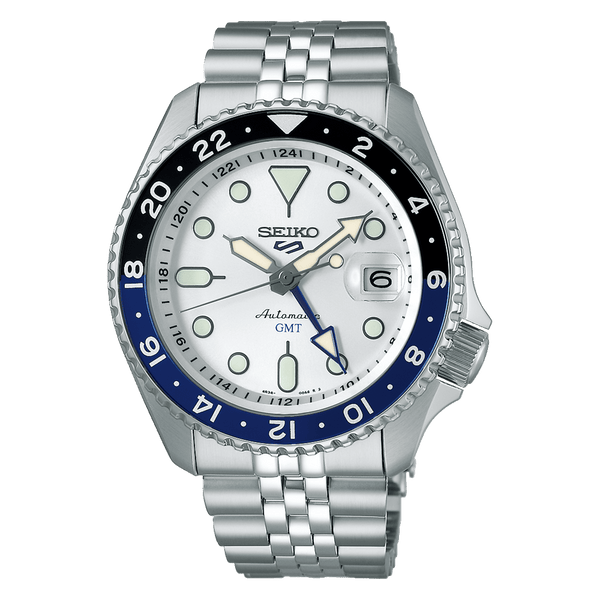 Seiko 5 Sport SSK033K1 White Dial GMT Automatic Steel Men Watch 