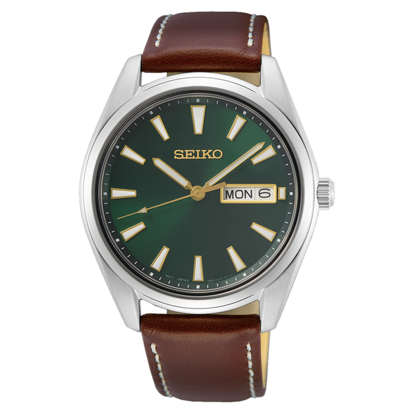 Seiko Neo Classic SUR449P1 Green Dial Analog Brown Leather Men Watch