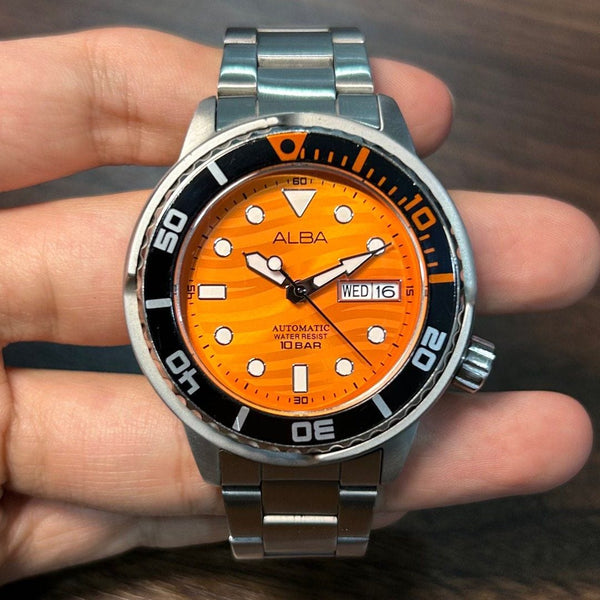 [Pre-Owned] Alba Mini Tuna AL4343X Orange Dial Automatic Men Watch