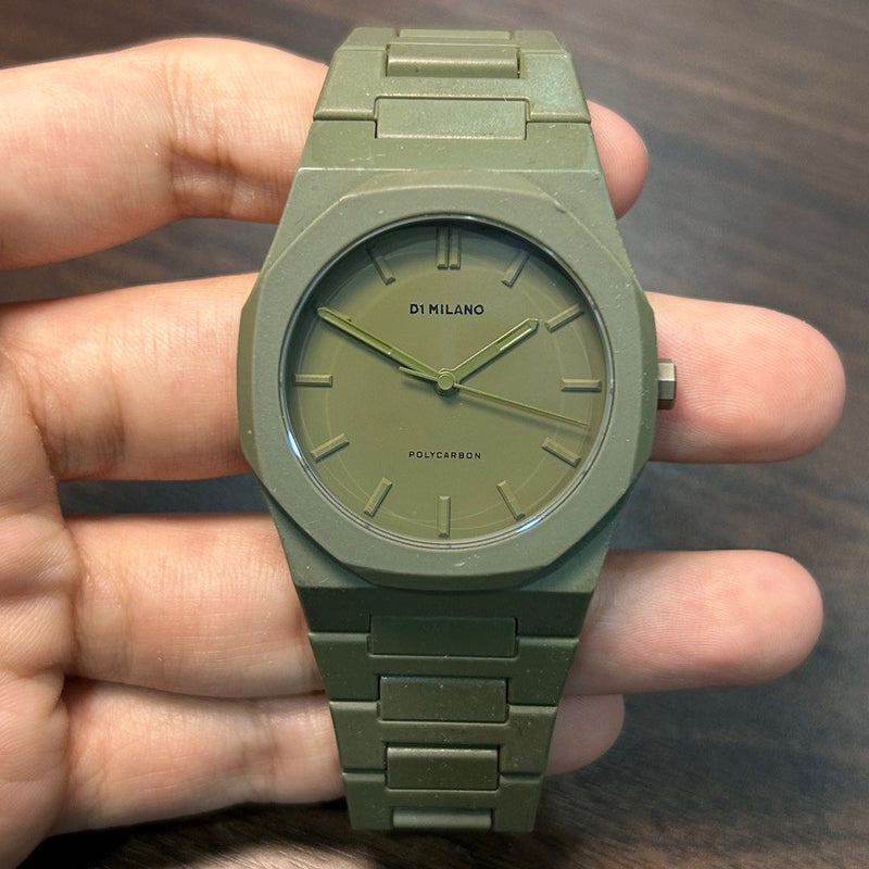 [Pre-Owned] D1 Milano Polycarbon Military Green Quartz Men Watch