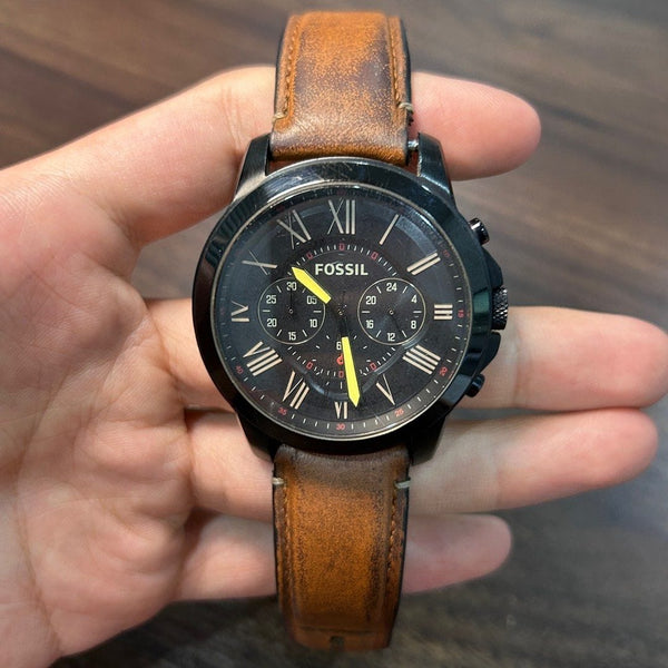 [Pre-Owned] Fossil FS5241 Brown Leather Quartz Chronograph Men Watch