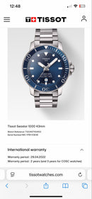 [Pre-Owned] Tissot Seastar 1000 43mm Blue Automatic Men Diver Watch