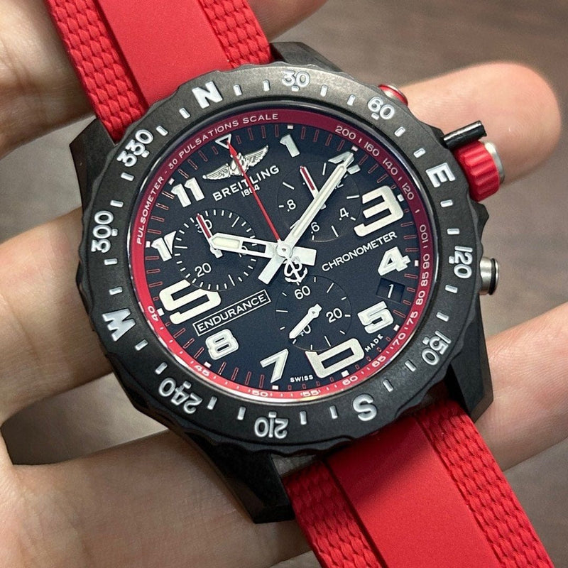 [Pre-Owned] Breitling Endurance Pro 44 Red Carbon Quartz Chronograph Men Watch