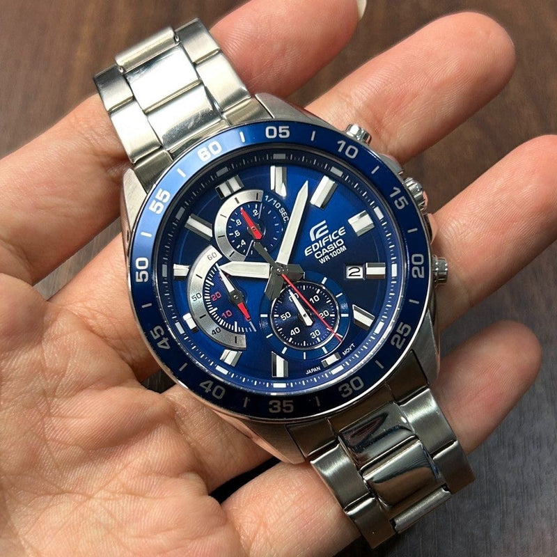 [Pre-Owned] Casio Edifice EFV-550D-2AV Blue Quartz Chronograph Men Watch