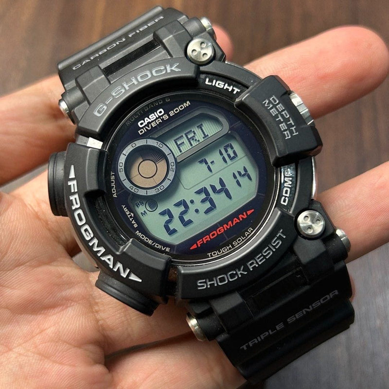 [Pre-Owned] Casio G-Shock Frogman GWF-D1000-1 Tough Solar Triple Sensor Black Men Diver Watch