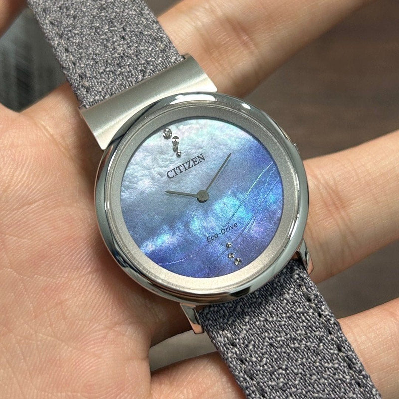 [Pre-Owned] Citizen L Ambiluna EG7071-03L Titanium Mother of Pearl Eco-Drive Women Watch