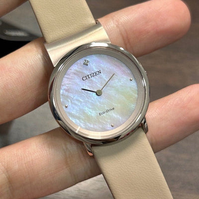 [Pre-Owned] Citizen L Ambiluna EG7073-16Y Titanium Mother of Pearl Eco-Drive Women Watch