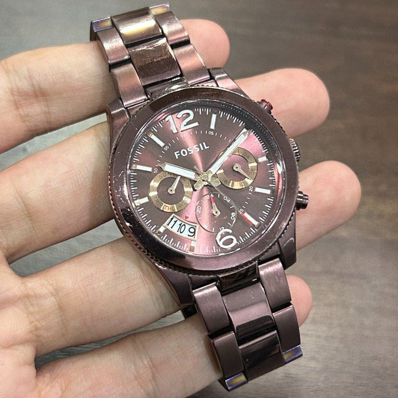 [Pre-Owned] Fossil Perfect Boyfriend ES4110 Purple Quartz Women Watch