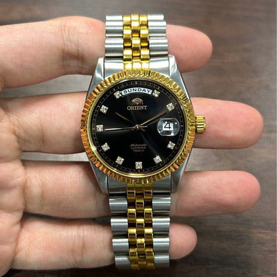 [Pre-Owned] Orient Day-Date SEV0J002B Sapphire Two-Tone Gold Men Watch