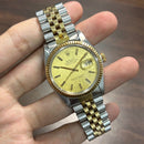 [Pre-Owned] Rolex Vintage Datejust 16013 18k Gold Champagne Linen Dial Watch