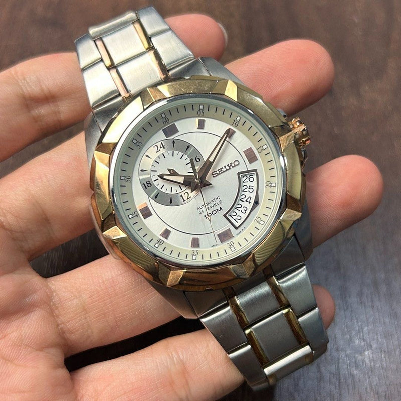 [Pre-Owned] Seiko Lord SSA224K1 Silver Gold Automatic Men Watch