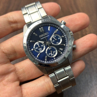 [Pre-Owned] Seiko Spirit SBTR011 JDM Blue Quartz Chronograph Men Watch