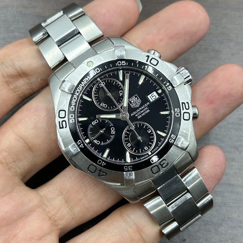 [Pre-Owned] Tag Heuer Aquaracer CAF2110 Black Automatic Chronograph Men Watch