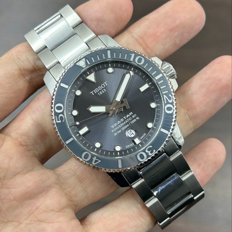 [Pre-Owned] Tissot Seastar 1000 Grey Powermatic 80 Automatic 300m Diver Men Watch