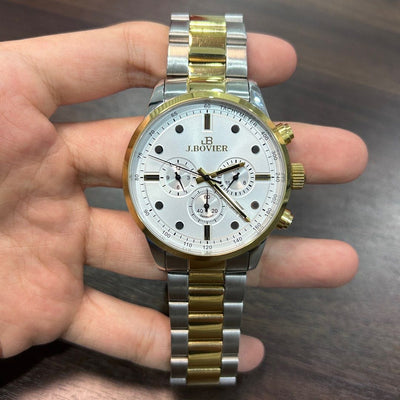 [Pre-Owned] J.Bovier Paris Two Tone Gold Sapphire Quartz Men Watch