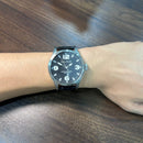 [Pre-Owned] Nautica Black Leather Quartz Men Watch