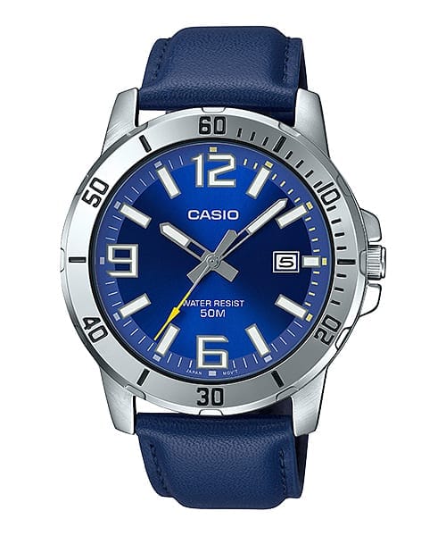 Casio Enticer MTP-VD01L-2BV Blue Leather Men Watch