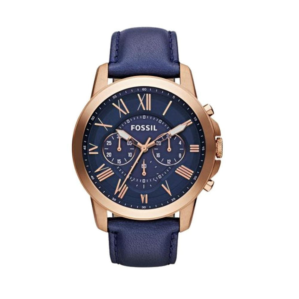 Fossil Grant FS4835 Chronograph Blue Leather Men Watch Malaysia