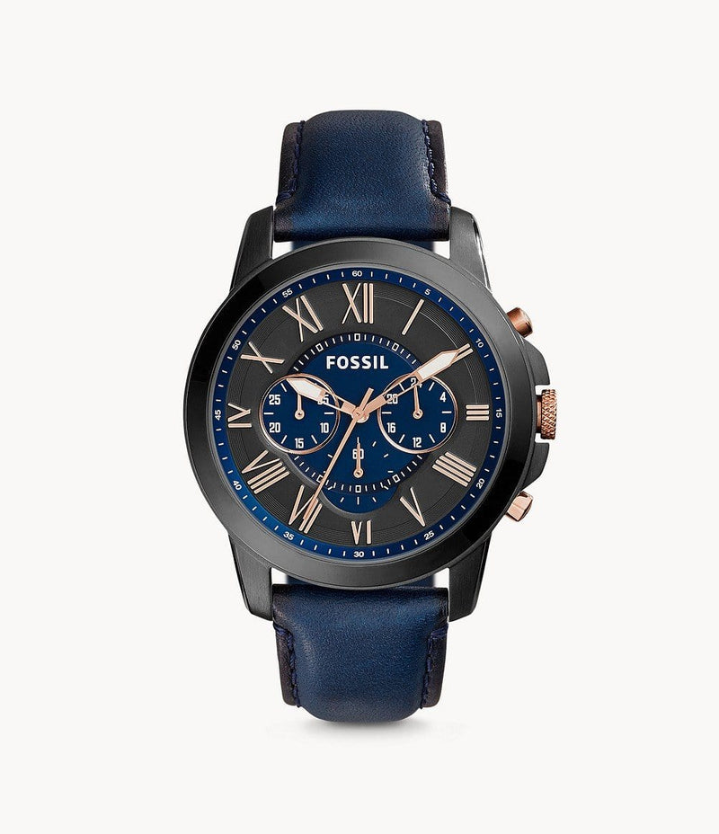 Fossil Grant FS5061IE Chronograph Blue Leather Men Watch Malaysia
