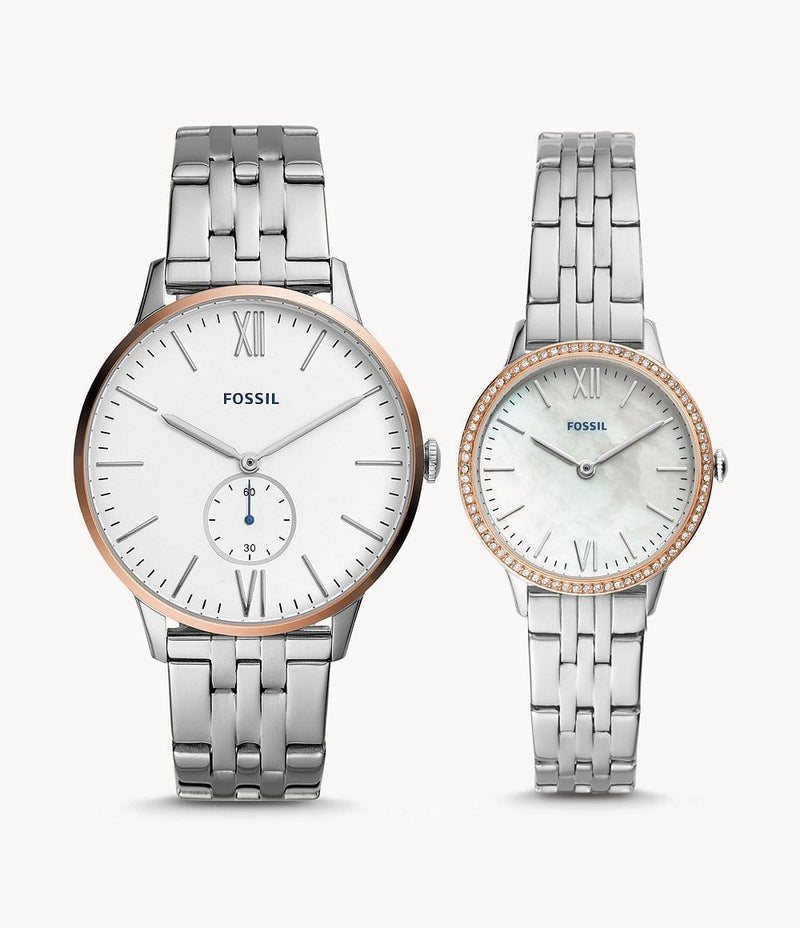 Fossil FS5562SET His & Her Three-Hand Stainless Steel Watch