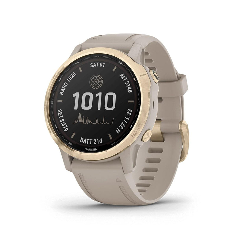 Garmin Fenix 6S Pro Solar Premium Multisport Fitness GPS Smartwatch-light gold