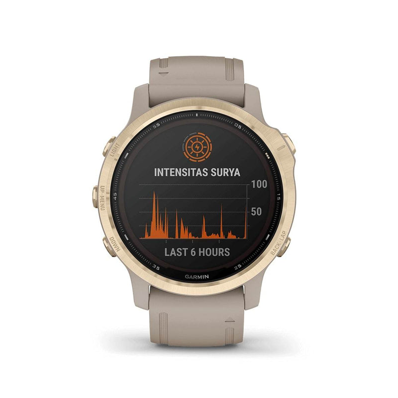 Garmin Fenix 6S Pro Solar Premium Multisport Fitness GPS Smartwatch-light gold