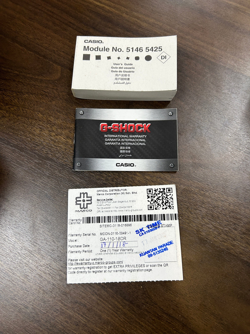 [Pre-Owned] Casio G-Shock GA-110-1B All Black Analog-Digital Men Watch