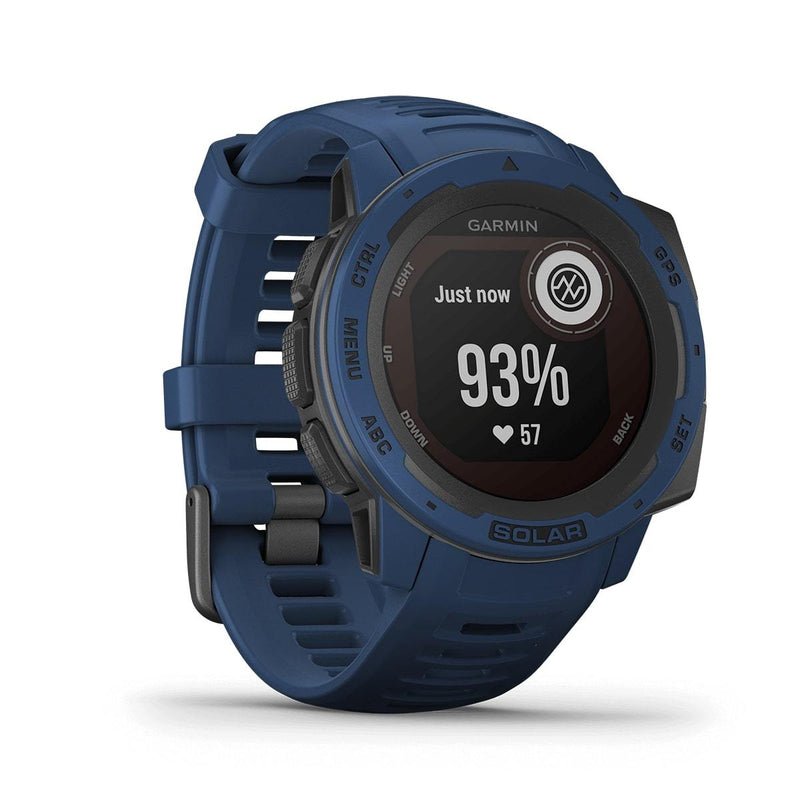 Garmin Instinct Solar High Endurance Rugged Outdoor GPS Smartwatch- Blue