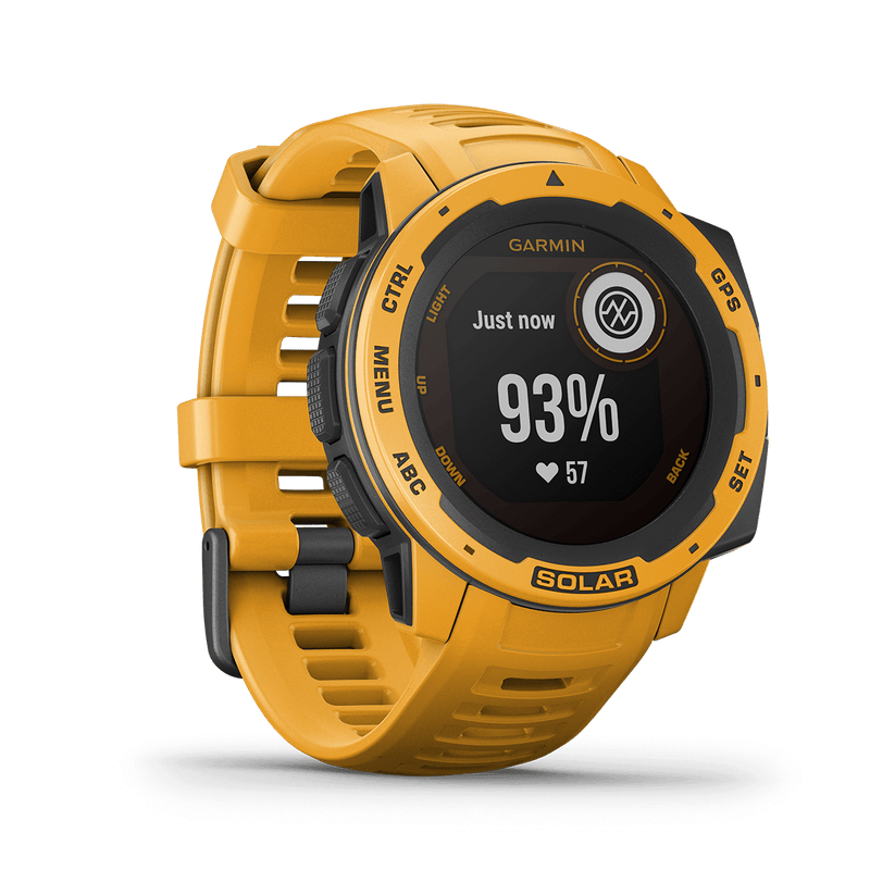 Garmin Instinct Solar High Endurance Rugged Outdoor GPS Smartwatch- Yellow