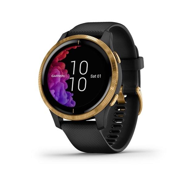 Garmin Venu Fashion Fitness Tracking Music GPS Smartwatch- Black gold