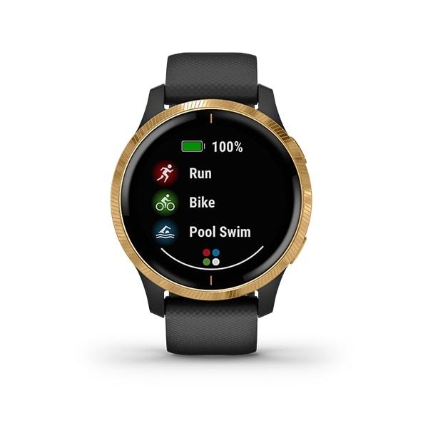 Garmin Venu Fashion Fitness Tracking Music GPS Smartwatch- Black gold