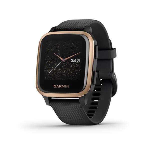 Garmin Venu SQ Music Edition Stylish Activity Tracking GPS Smartwatch- Rose Gold Black
