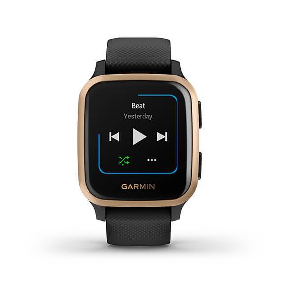 Garmin Venu SQ Music Edition Stylish Activity Tracking GPS Smartwatch- Rose Gold Black